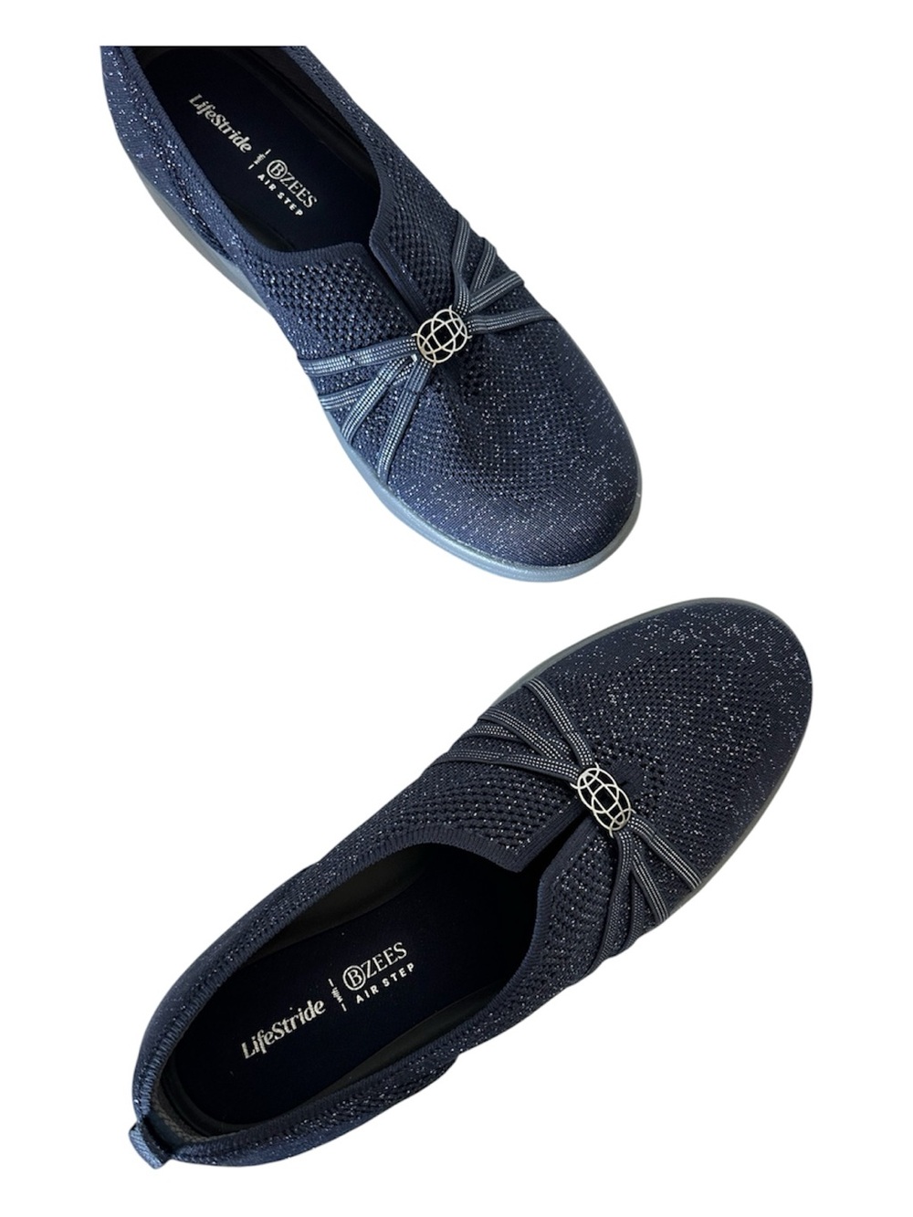Bzees Life Stride Airstep Niche Navy Knit Slip-On Loafers 12M
